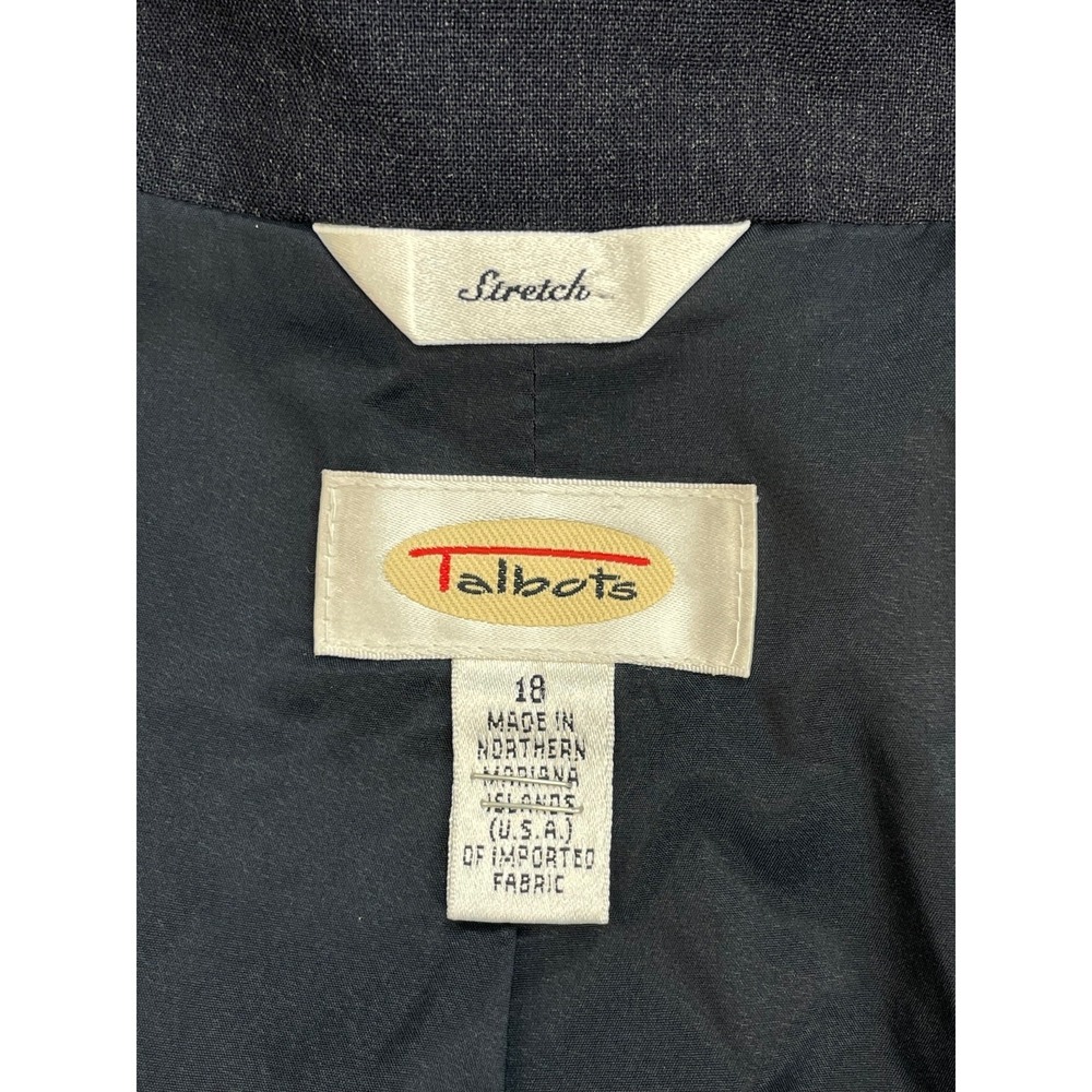 Talbots‎ Blazer Womens 18 Blend Navy Blue Wool Stretch 2-Button Single Breast - Picture 5 of 8